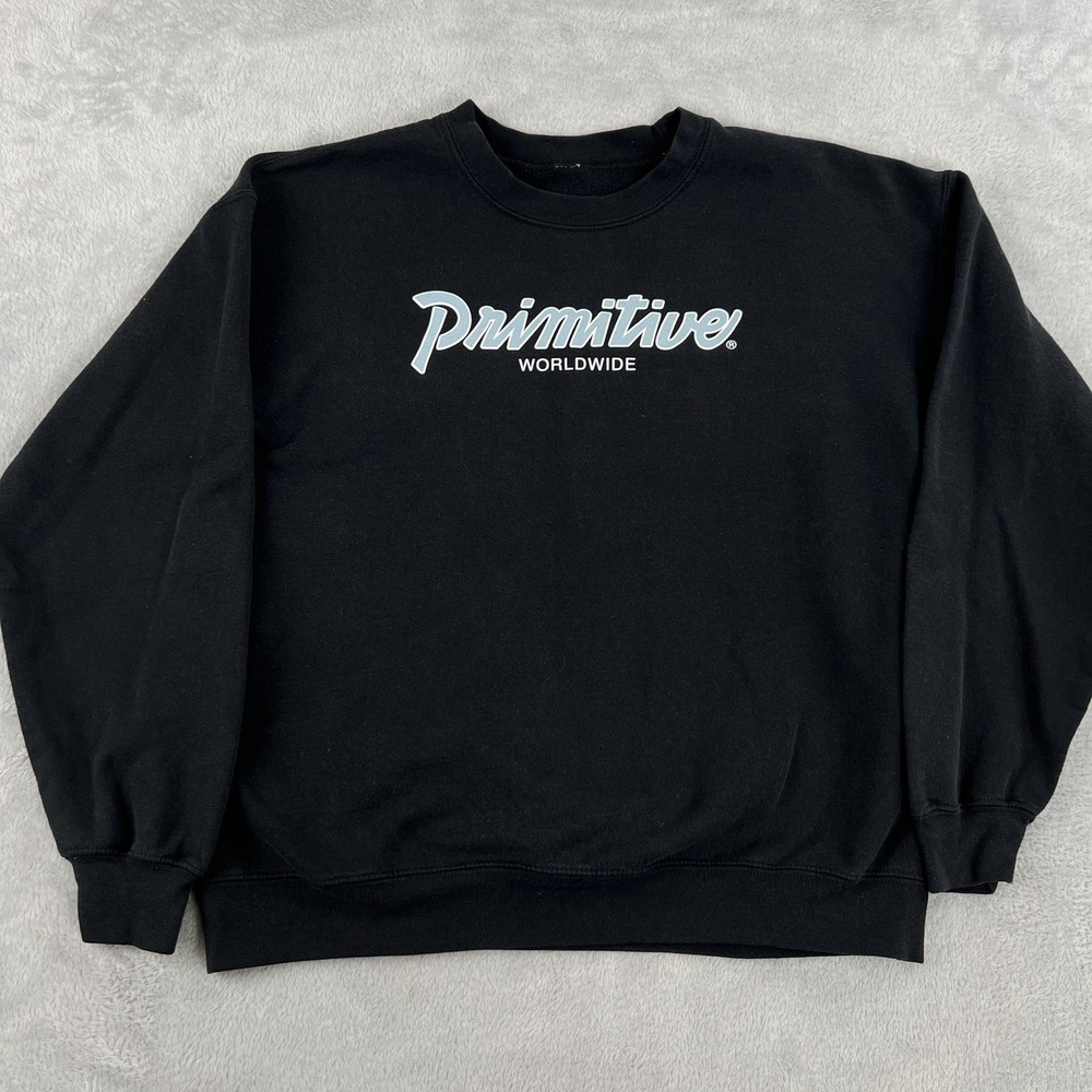 Primitive Skateboarding Worldwide Logo Crewneck Sweatshirt L Black Men Skate